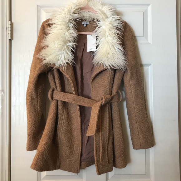 Tobi Jackets & Blazers - Tobi Florence Mocha Faux Feather Trim Jacket
